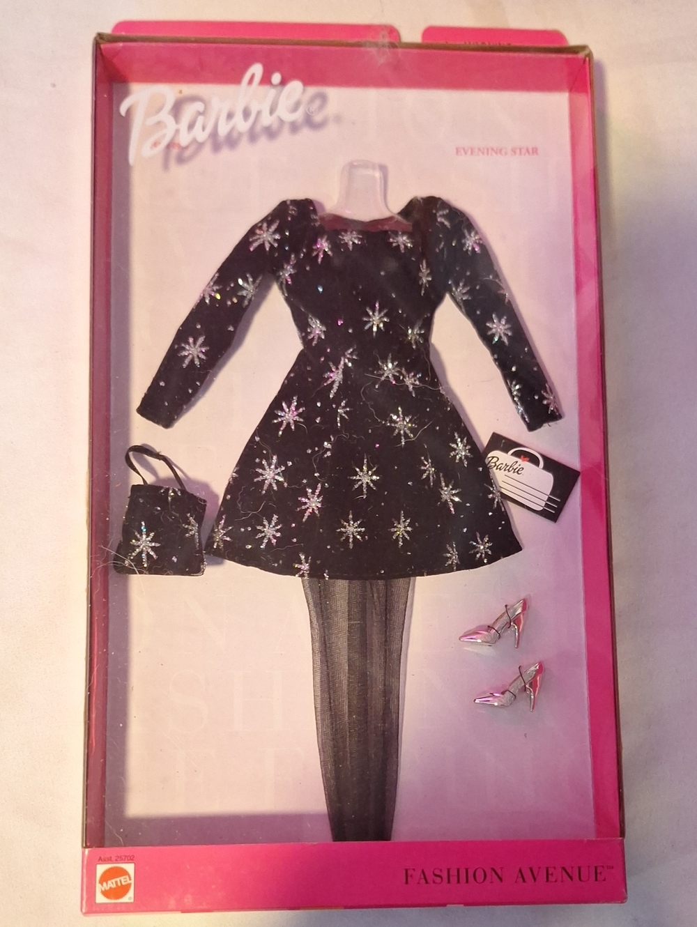 Vintage 1999 Mattel Barbie Black Starburst Dress NiB New